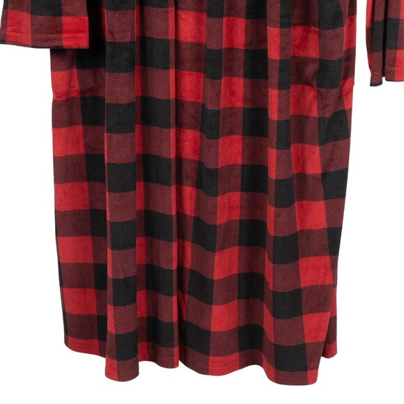 Aria Collection Plaid Nightgown 3X Womens Red Black Polyester Long Sleeve Winter - Picture 4 of 6
